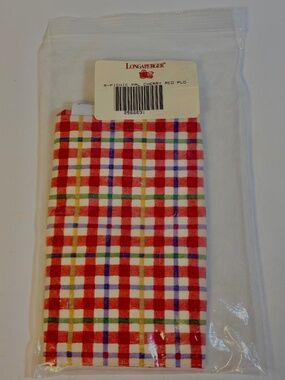 Vintage Longaberger Picnic Pal Fabric Basket Liner Cherry Red Plaid Cottage New
